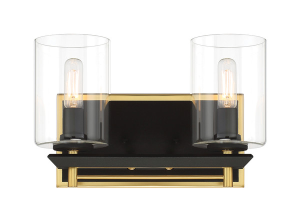 Metropolitan - N1852-707 - Two Light Bath Bar - Sable Point - Sand Black With Honey Gold