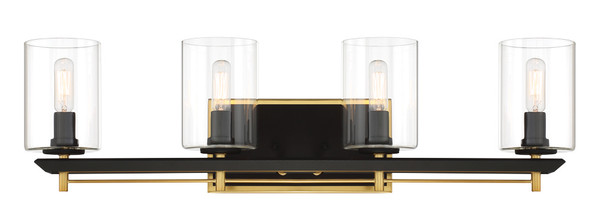 Metropolitan - N1854-707 - Four Light Bath Bar - Sable Point - Sand Black With Honey Gold