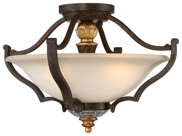 Metropolitan - N6450-652 - Three Light Semi Flush Mount - Chateau Nobles - Raven Bronze With Sunburst Gold Leaf Highlights