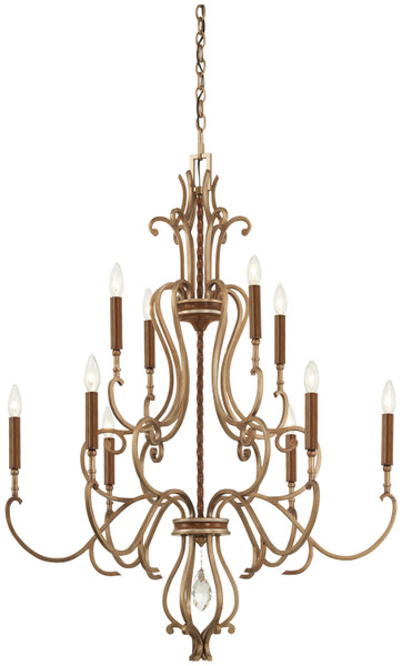 Metropolitan - N6558-690 - Ten Light Chandelier - Magnolia Manor - Pale Gold With Distressed Bronze