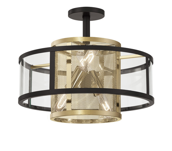 Metropolitan - N7814-726 - Four Light Convertible Semi Flush / Pendant - Soho by Robin Baron - Coal And Soft Brass