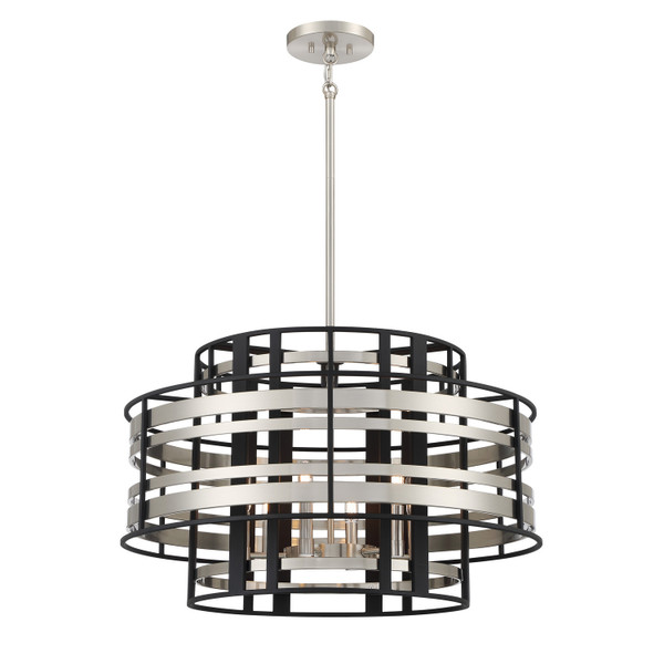 Metropolitan - N7985-420 - Six Light Pendant - Presten - Brushed Nickel With Sand Coal Highlights