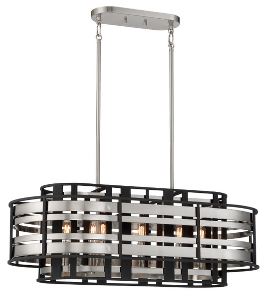 Metropolitan - N7988-420 - Eight Light Island Pendant - Presten - Brushed Nickle With Sand Coal