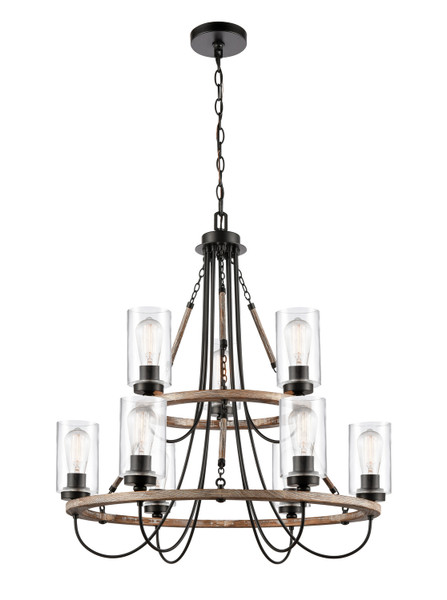 Innovations - 442-9CR-BK-CL-LED - Nine Light Chandelier - Matte Black