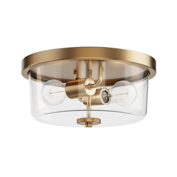 Maxim - 5691CLNAB - Two Light Flush Mount - Fuller - Natural Aged Brass