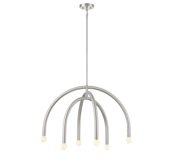 Meridian - M100115BN - Six Light Chandelier - Brushed Nickel