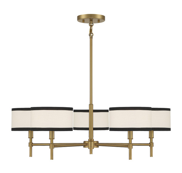 Meridian - M10011NB - Five Light Chandelier - Natural Brass