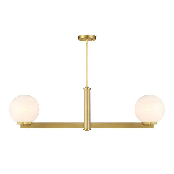Meridian - M100124NB - Two Light Linear Chandelier - Natural Brass