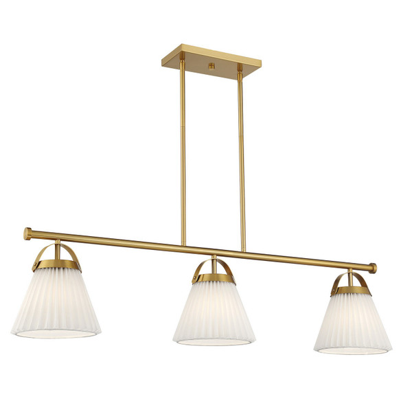 Meridian - M100125NB - Three Light Linear Chandelier - Natural Brass