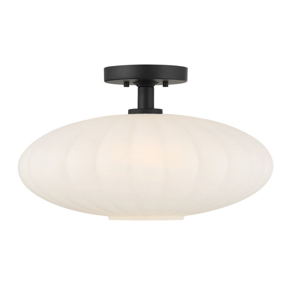 Meridian - M60075MBK - One Light Semi-Flush Mount - Matte Black
