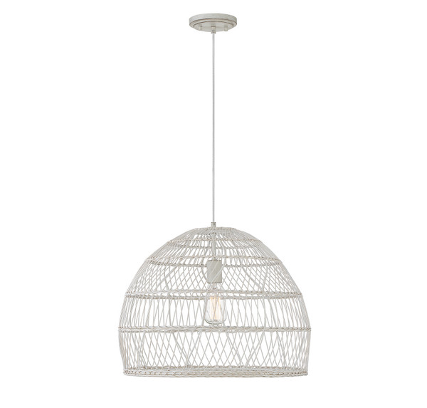 Meridian - M70106WR - One Light Pendant - White Rattan with a White Socket