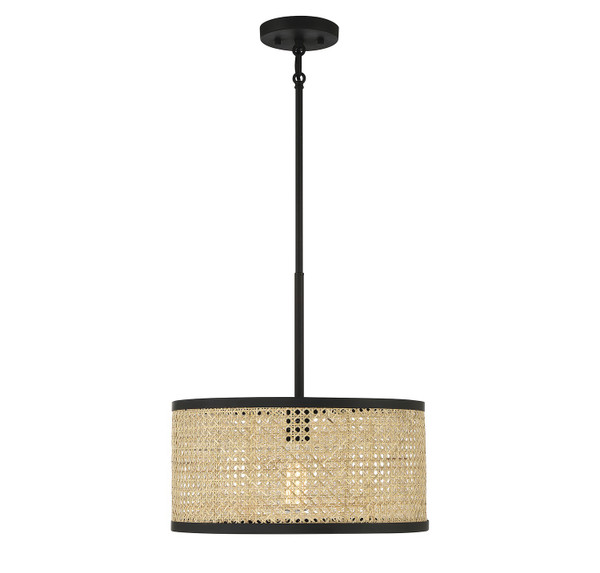 Meridian - M7018MBK - One Light Pendant - Natural Cane with Matte Black