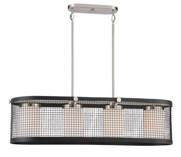 Nuvo Lighting - 60-6455 - Four Light Pendant - Pratt - Black / Brushed Nickel Accents
