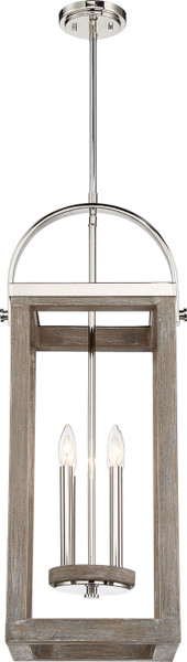 Nuvo Lighting - 60-6481 - Four Light Pendant - Bliss - Driftwood / Polished Nickel Accents