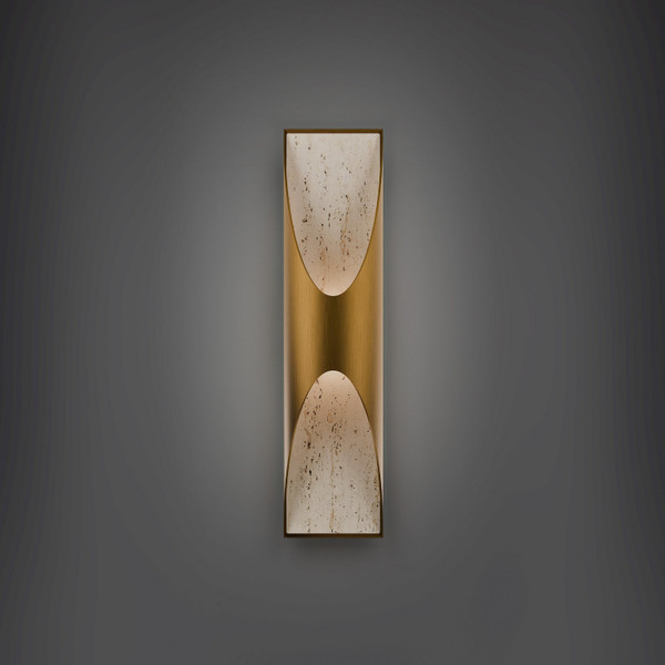 Modern Forms - WS202624-WV/AB - LED Wall Sconce - Kastlerock - Beige Travertine/Aged Brass