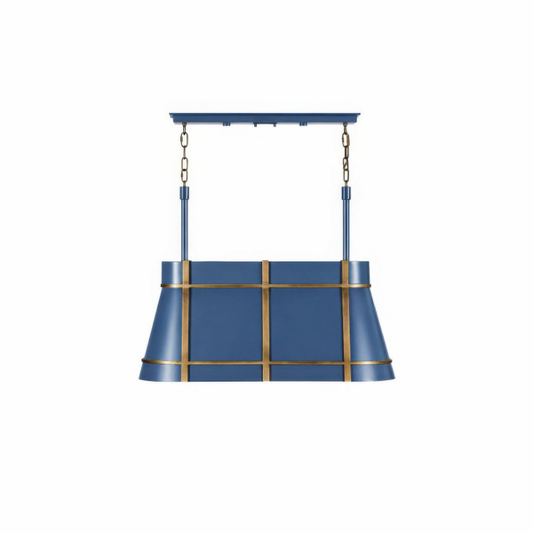 Varaluz - 536N03FBBRZ - Three Light Linear Pendant - Brasserie - French Blue/Heritage Bronze