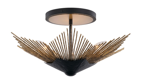 Varaluz - 570S04DBFG - Four Light Semi-Flush Mount - Aristocrat - Dark Bronze / French Gold