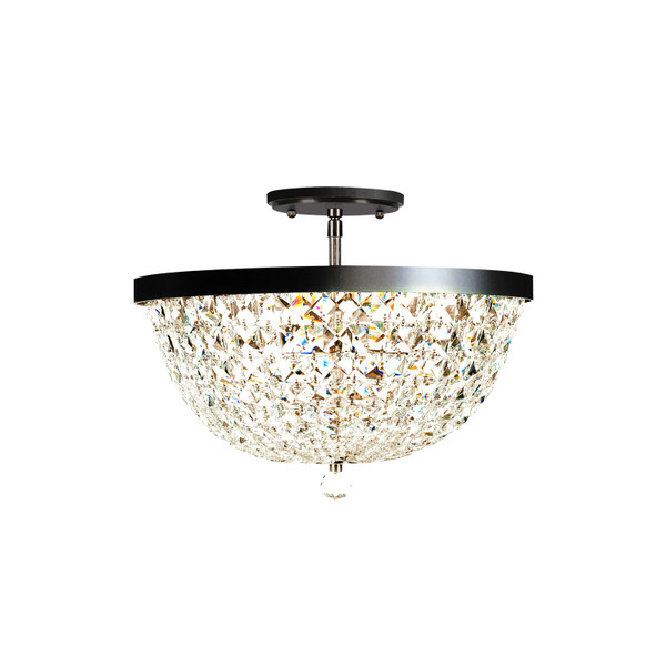 Varaluz - 573S03BLK - Three Light Semi-Flush Mount - Crystal Baller - Heritage Black