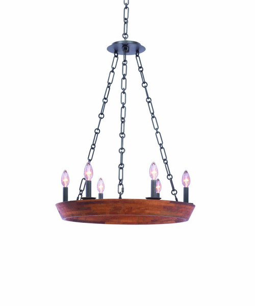 Kalco - 505551BI - Six Light Pendant - Lansdale - Black Iron