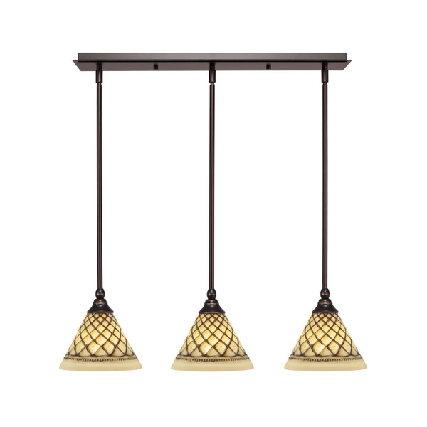 Toltec Lighting - 25-DG-7185 - Three Light Linear Pendalier - Any - Dark Granite