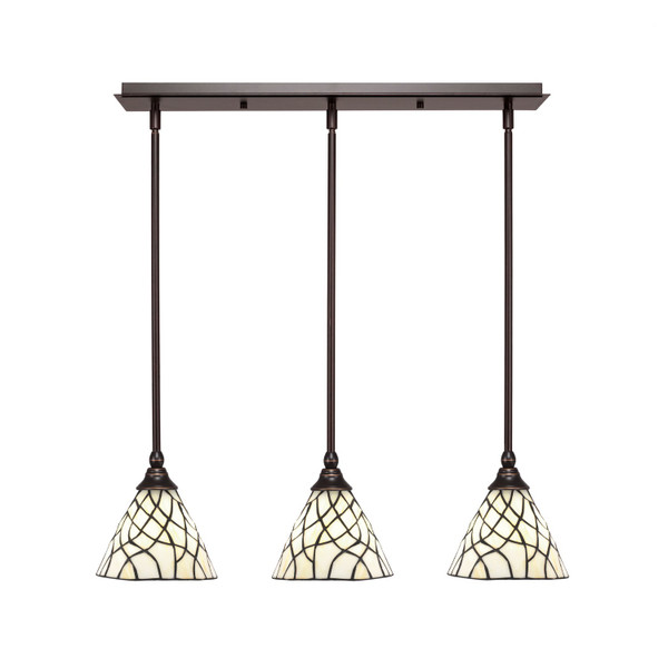 Toltec Lighting - 25-DG-9115 - Three Light Linear Pendalier - Any - Dark Granite