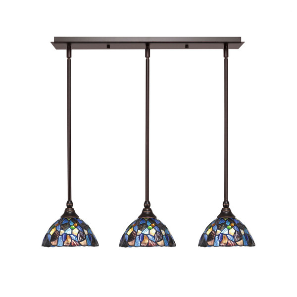 Toltec Lighting - 25-DG-9955 - Three Light Linear Pendalier - Any - Dark Granite