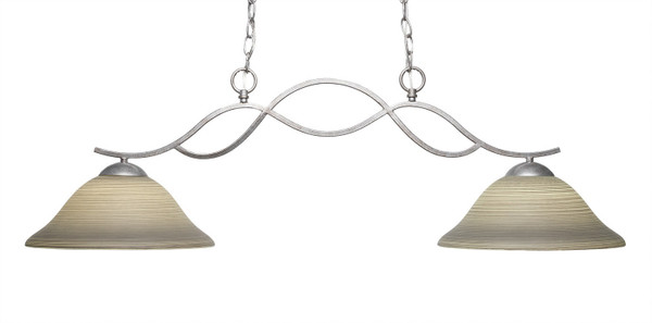 Toltec Lighting - 342-AS-604 - Two Light Island Pendant - Revo - Aged Silver