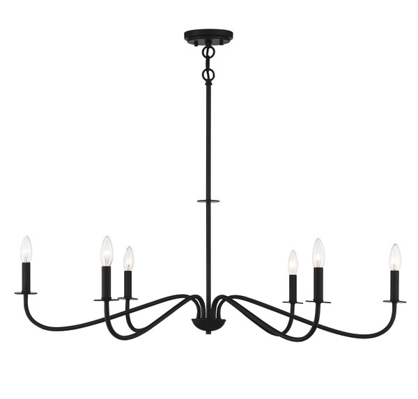Lighting One E - V6-L1-2220-6-89 - Six Light Chandelier - Jasmine - Matte Black