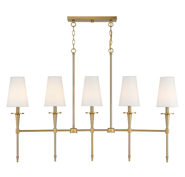 Lighting One E - V6-L1-5609-5-322 - Five Light Linear Chandelier - Trundle - Warm Brass