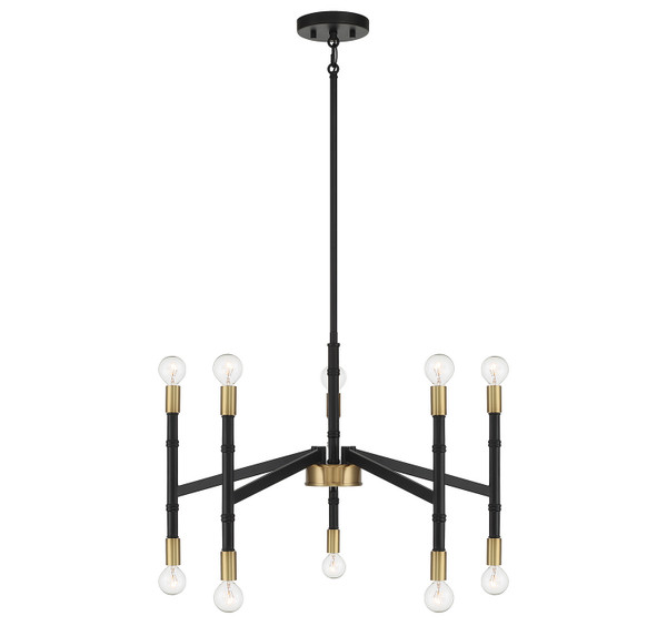 Lighting One E - V6-L1-5610-10-143 - Ten Light Chandelier - Rossi - Matte Black w/ Warm Brass