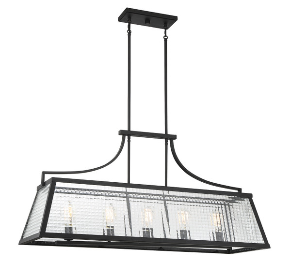 Lighting One E - V6-L1-6841-5-89 - Five Light Linear Chandelier - Elias - Matte Black