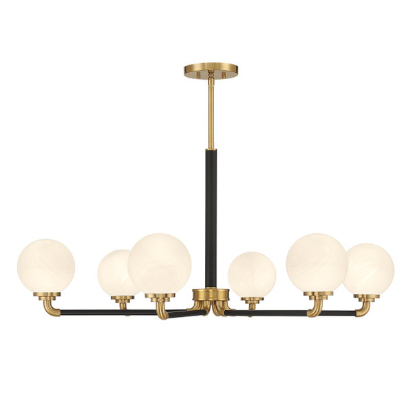 Lighting One E - V6-L1-9606-6-143 - Six Light Chandelier - Dresden - Matte Black w/ Warm Brass