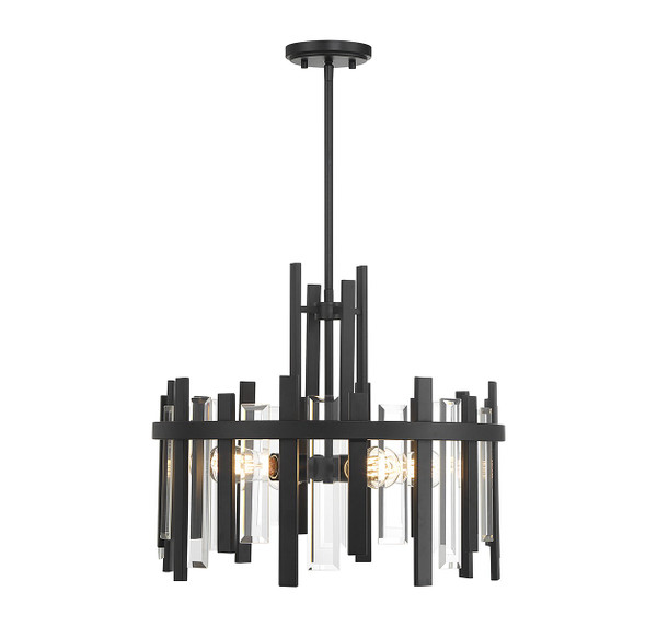 Lighting One E - V6-L7-3001-4-89 - Four Light Pendant - Guillford - Matte Black
