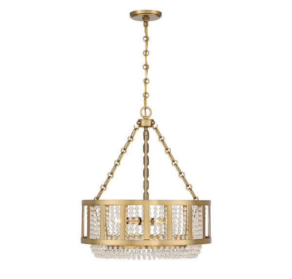 Lighting One E - V6-L7-3201-4-322 - Four Light Pendant - Mancini - Warm Brass