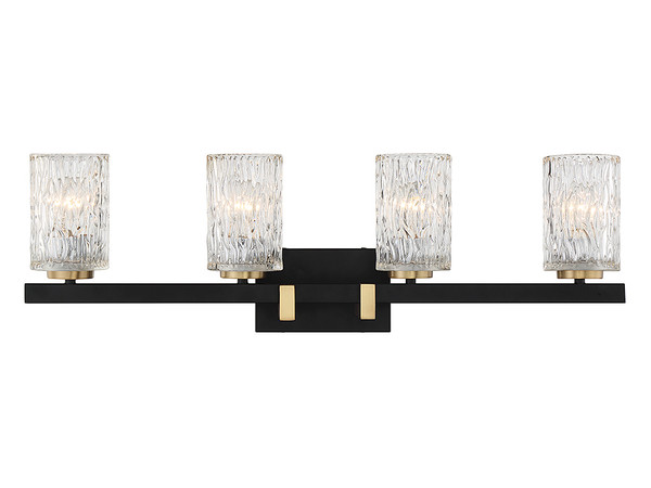Lighting One E - V6-L8-3601-4-143 - Four Light Bathroom Vanity - Keene - Matte Black w/ Warm Brass