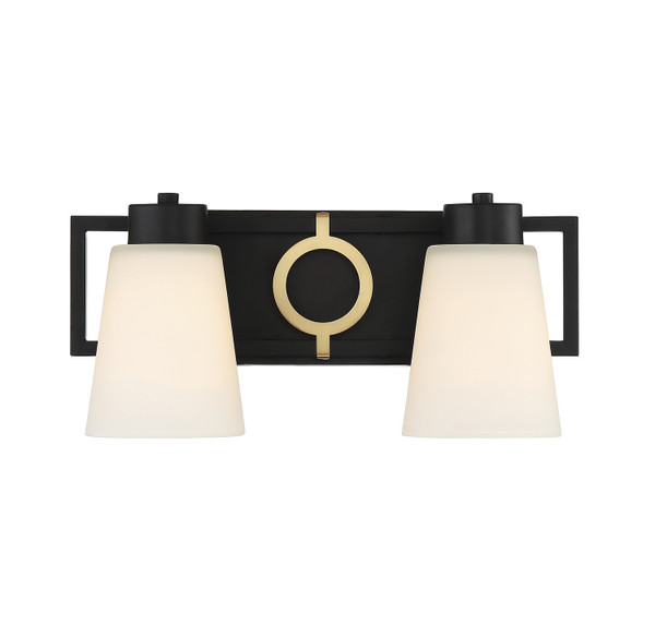 Lighting One E - V6-L8-4450-2-143 - Two Light Bathroom Vanity - Russo - Matte Black w/ Warm Brass