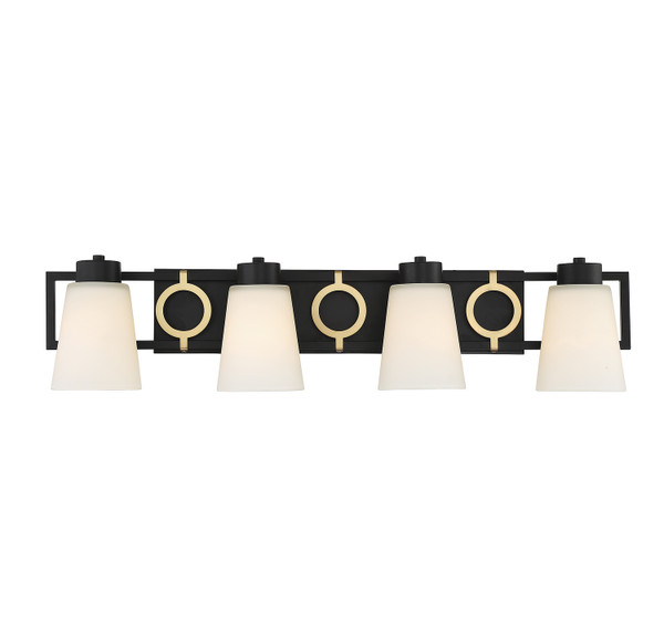 Lighting One E - V6-L8-4450-4-143 - Four Light Bathroom Vanity - Russo - Matte Black w/ Warm Brass