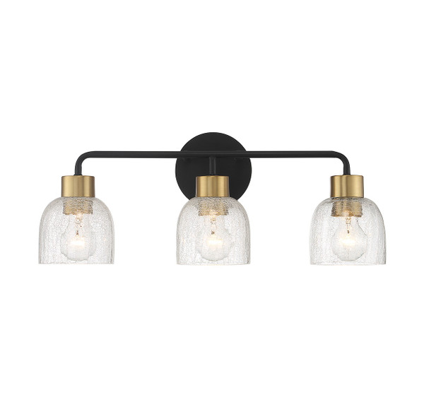 Lighting One E - V6-L8-5900-3-143 - Three Light Bathroom Vanity - Flagler - Matte Black w/ Warm Brass
