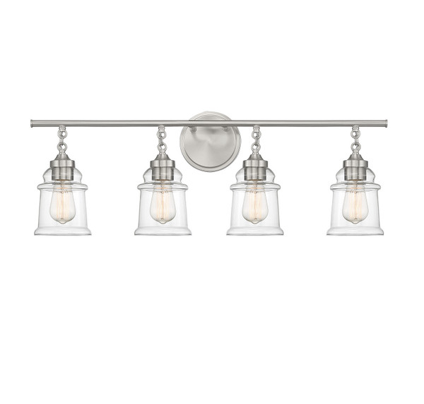 Lighting One E - V6-L8-8055-4-SN - Four Light Bathroom Vanity - Fuller - Satin Nickel