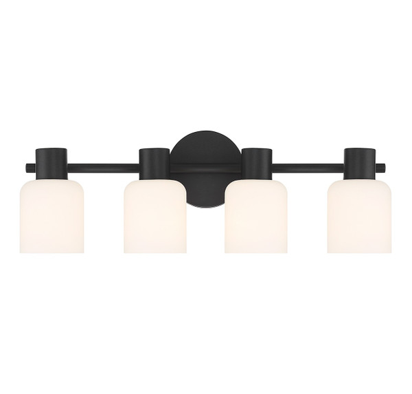 Lighting One E - V6-L8-9022-4-BK - Four Light Bathroom Vanity - Strand - Matte Black