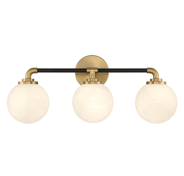 Lighting One E - V6-L8-9604-3-143 - Three Light Bathroom Vanity - Dresden - Matte Black w/ Warm Brass