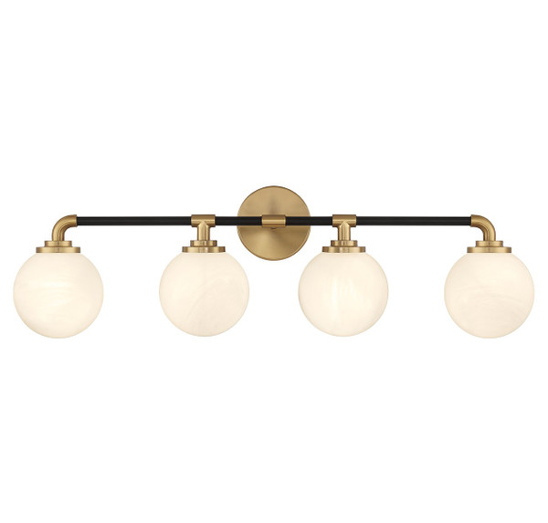 Lighting One E - V6-L8-9604-4-143 - Four Light Bathroom Vanity - Dresden - Matte Black w/ Warm Brass