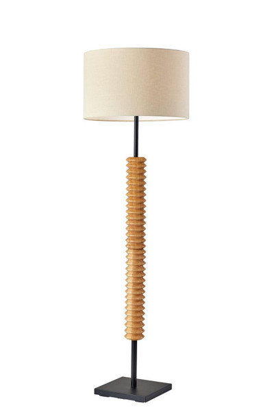 Adesso Home - 3767-12 - Floor Lamp - Judith - Natural Wood With Black