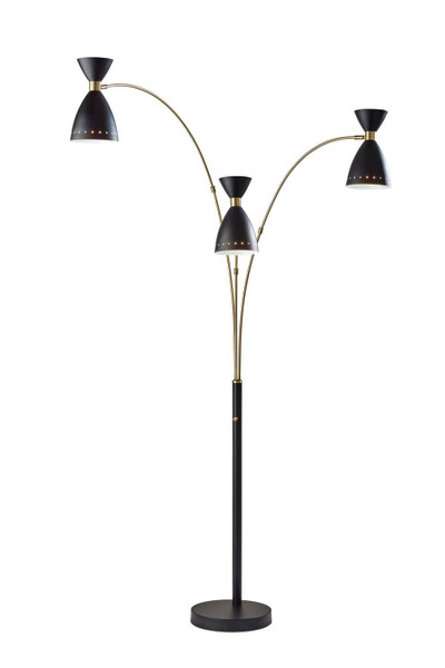 Adesso Home - 4290-01 - Three Light Floor Lamp - Oscar - Black W. Antique Brass