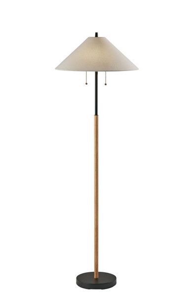 Adesso Home - 5184-12 - Two Light Floor Lamp - Palmer - Black & Natural Wood