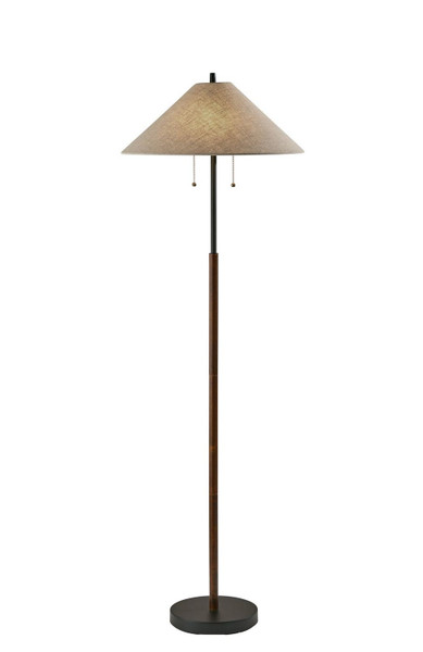 Adesso Home - 5184-15 - Two Light Floor Lamp - Palmer - Black & Walnut Wood