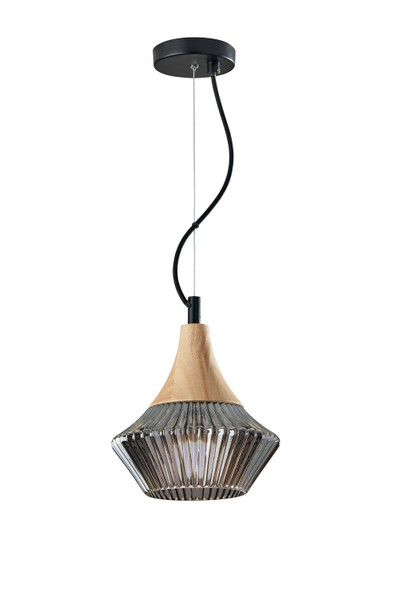 Adesso Home - 6513-12 - Pendant - Elsie - Black & Natural Wood