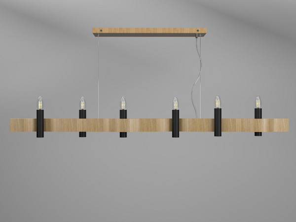 Accord Lighting - 1518.09 - Six Light Pendant - Flow - Louro Freijo