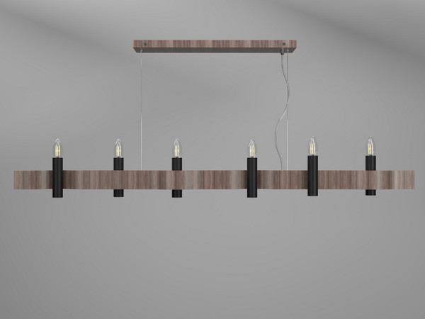 Accord Lighting - 1518.18 - Six Light Pendant - Flow - American Walnut