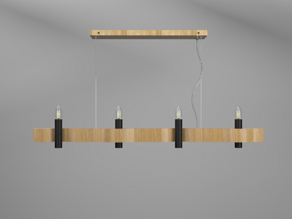 Accord Lighting - 1523.09 - Four Light Pendant - Flow - Louro Freijo